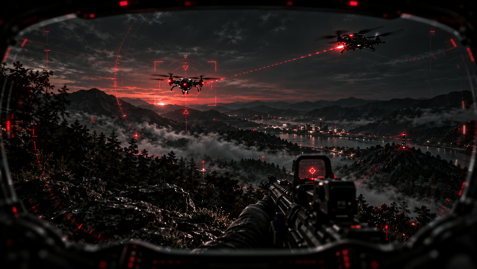 Simulated IRIS view through the goggles: drone lock